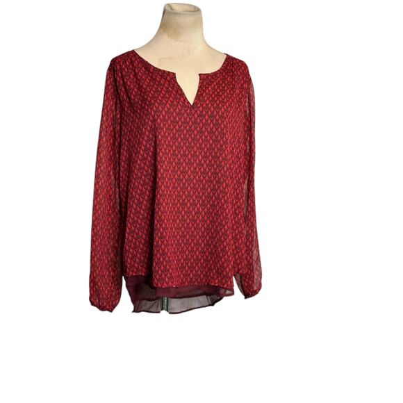 Lucky Brand ref print long sleeved tunic blouse size Medium - Picture 10 of 11